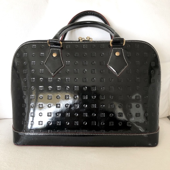 Arcadia Handbags - Arcadia Italian Patent Leather & Fur Handbag, EUC